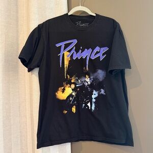 Prince Purple Rain Black T-Shirt with Prince on Motorcycle, Size XL